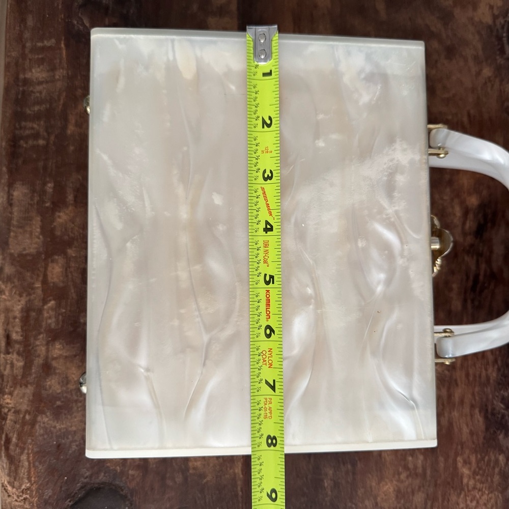 Vintage Pearlescent Cream Acrylic Satchel Handbag - Picture 12 of 16